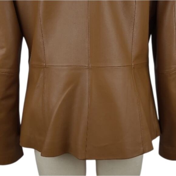 Monterey Bay Brown Genuine Leather Single Breasted Blazer Size 10T Tailored EUC - Picture 7 of 12